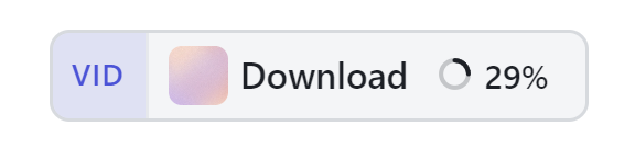 The Save chip on a video post while it downloads: VID, Download, 29%.